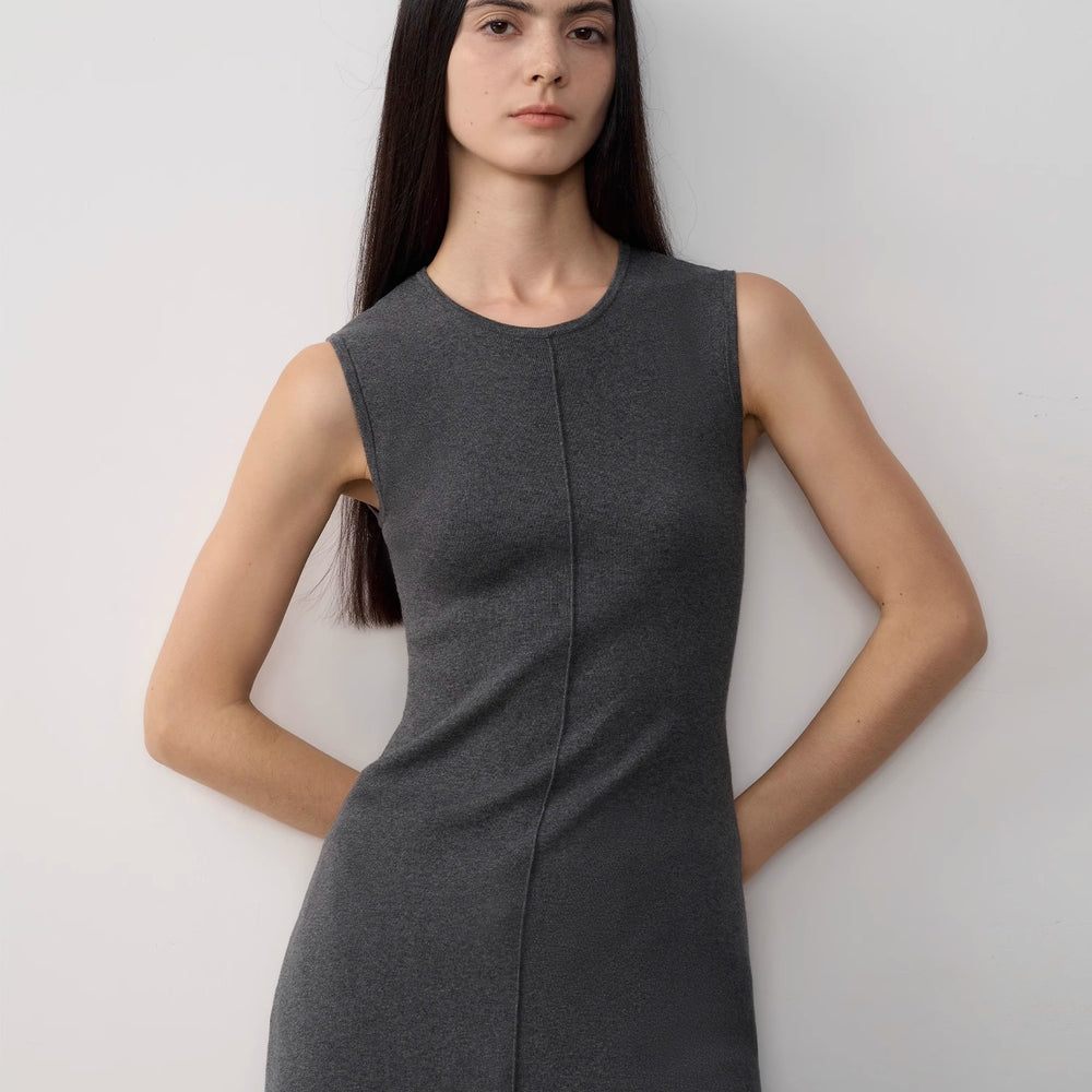 
                  
                    "Island Letters" Limited Edition Baslan Merino Wool Extra Long Sleeveless Lazy Knit Dress
                  
                