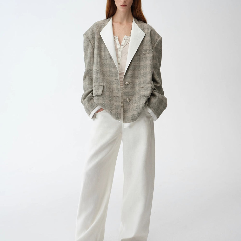 
                  
                    "London Diary"old money style contrasting lapel wool blazer
                  
                