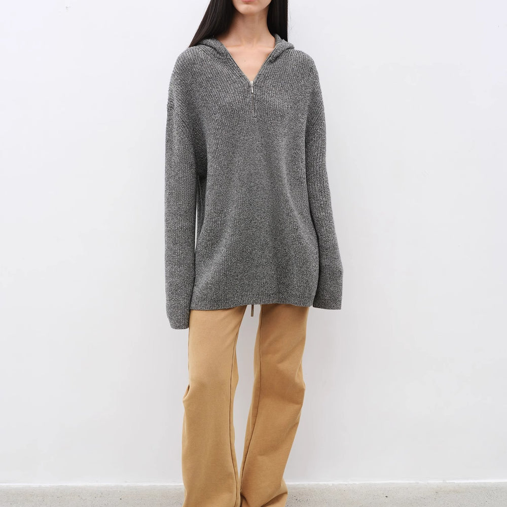 
                  
                    "Autumn Ticket" Simple and versatile Zhongding 30s wool blend hoodie zipper round neck sweater
                  
                