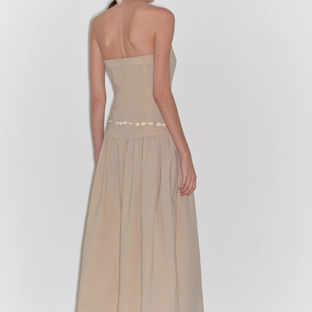 
                  
                    "Summer Formula" Retro and elegant bust-wrapped, long-waisted, slim-fitting, large A-hem mid-length dress
                  
                