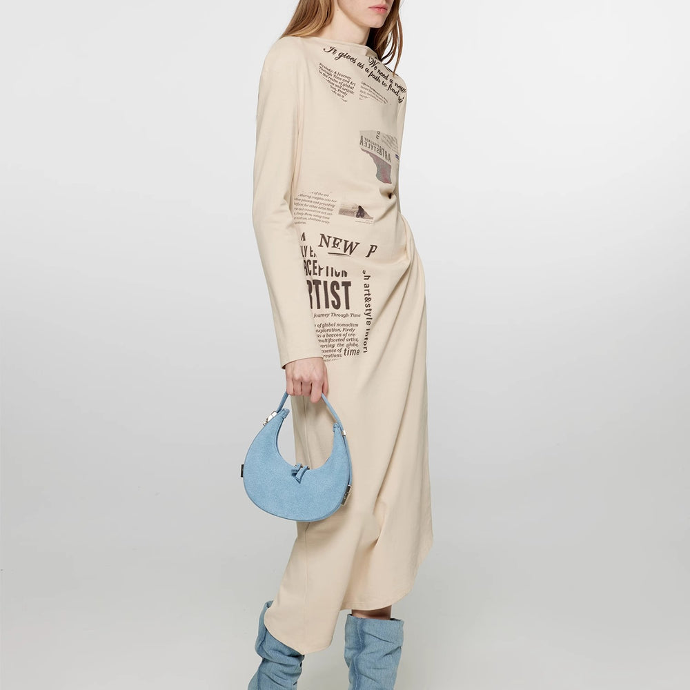 
                  
                    "Style in the City" Original Printed One-shoulder Bias-cut Dress Women's Pleated Waist Slimming Long Dress Spring
                  
                