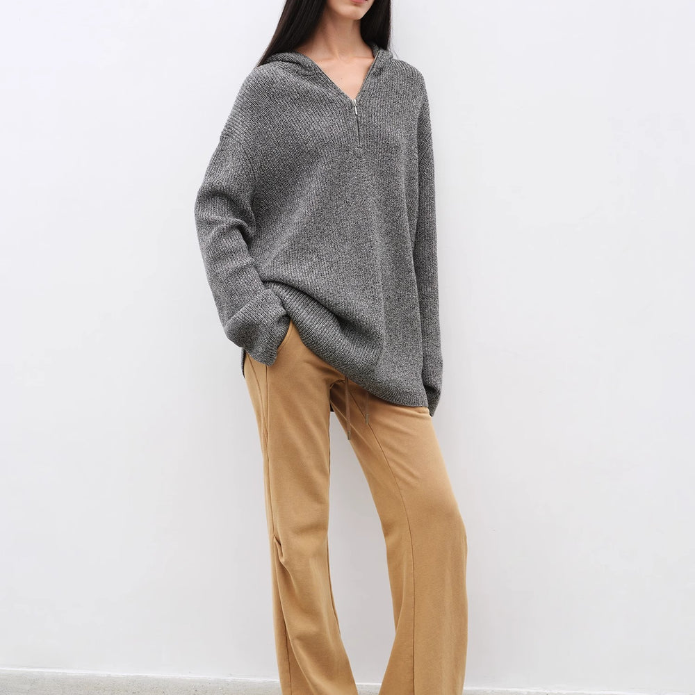 
                  
                    "Autumn Ticket" Simple and versatile Zhongding 30s wool blend hoodie zipper round neck sweater
                  
                