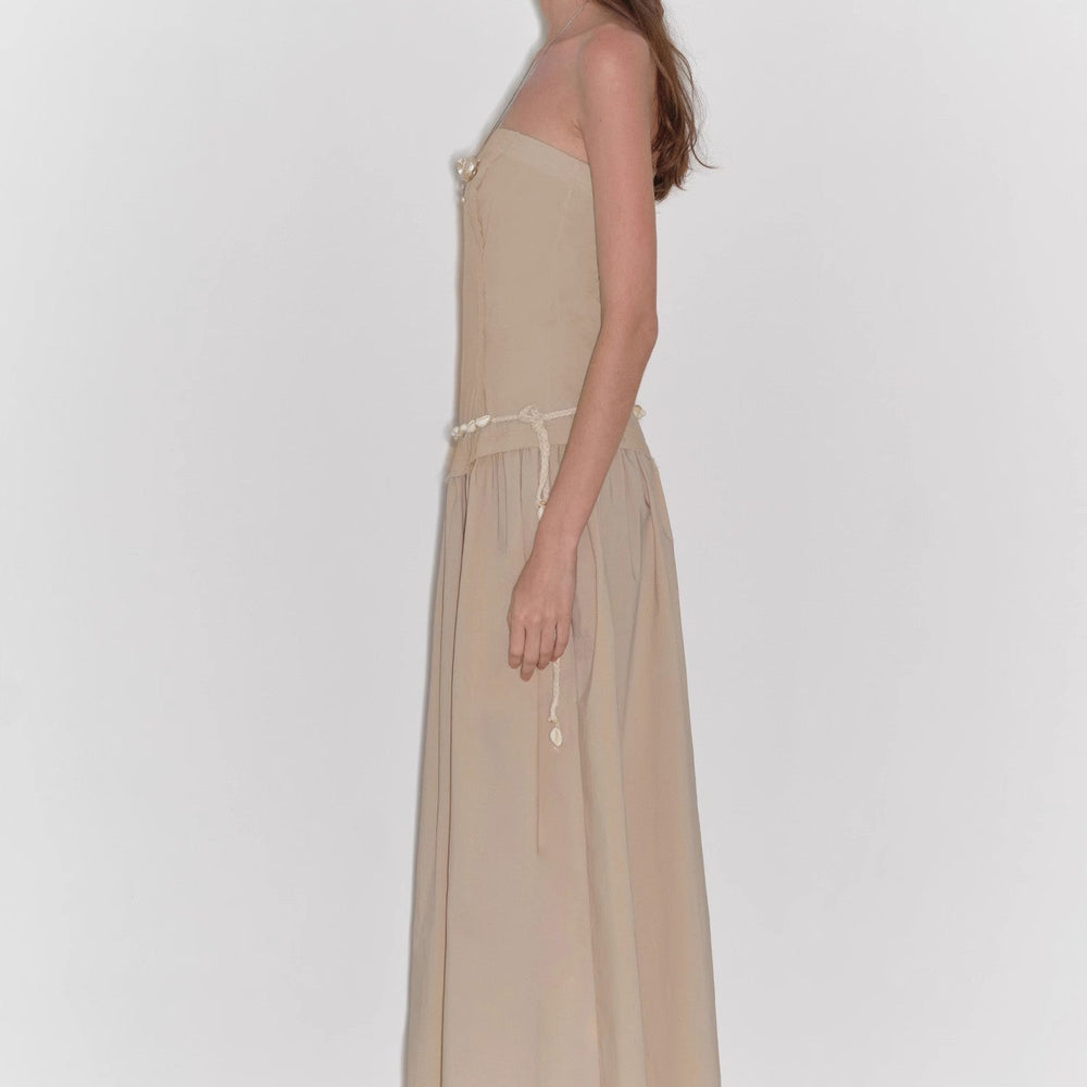 
                  
                    "Summer Formula" Retro and elegant bust-wrapped, long-waisted, slim-fitting, large A-hem mid-length dress
                  
                