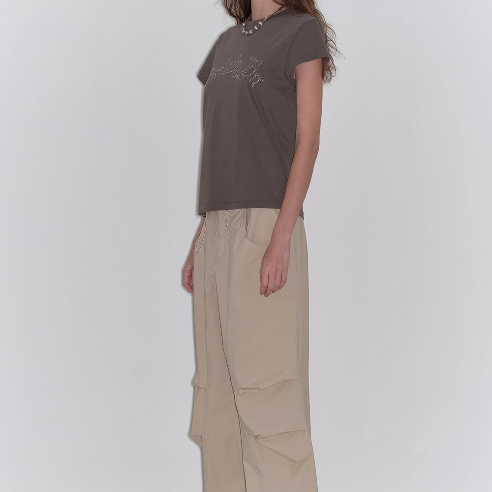 
                  
                    "May Time" luxury brand same version 3D long-staple cotton slightly waist rivet T-shirt
                  
                