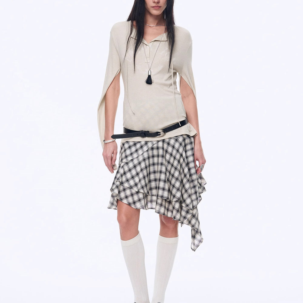 
                  
                    "Minimal Message" ethnic print modal knit henley collar tie long sleeve T-shirt top
                  
                