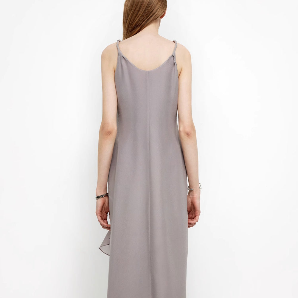
                  
                    "Rosy Ombre" Acetate Mulberry Silk V-Neck Ruffled Draped Twist Strap Summer Dress
                  
                
