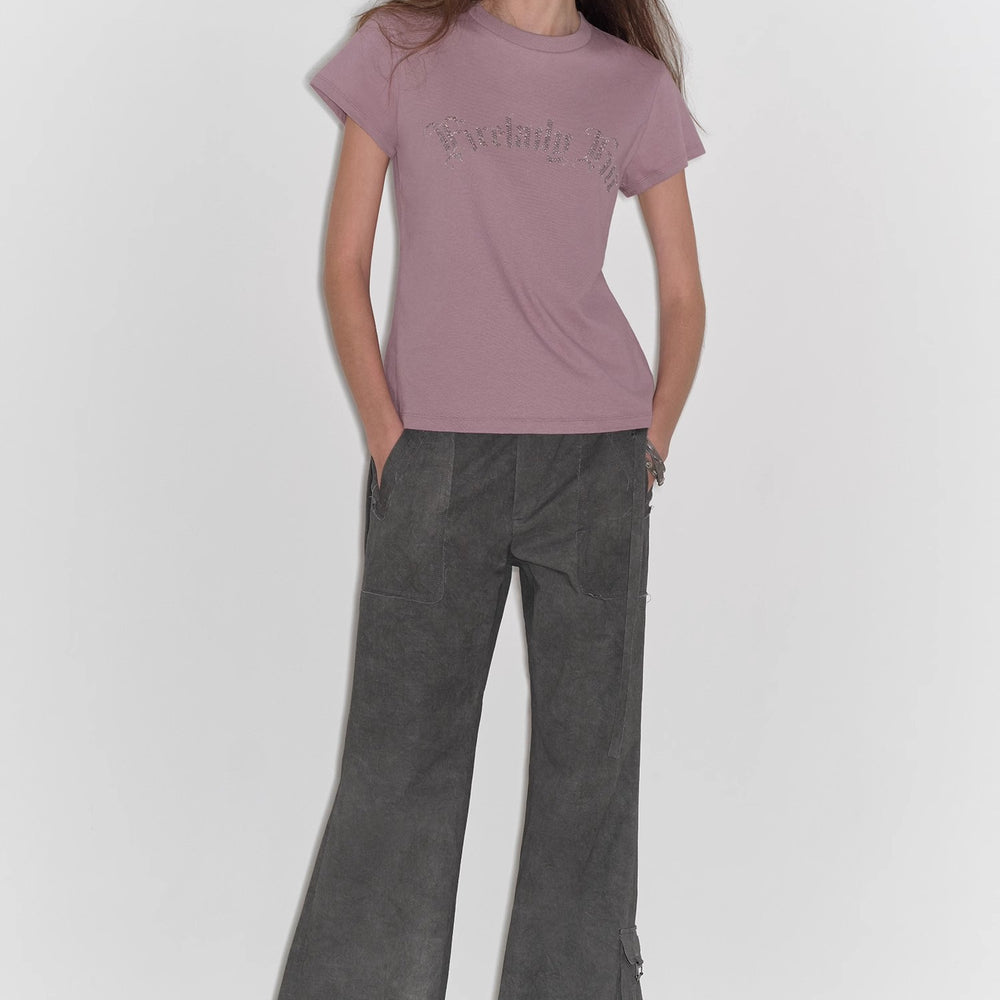 
                  
                    "May Time" luxury brand same version 3D long-staple cotton slightly waist rivet T-shirt
                  
                