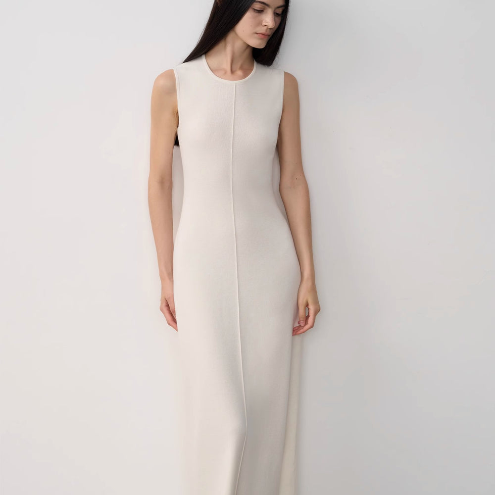 
                  
                    "Island Letters" Limited Edition Baslan Merino Wool Extra Long Sleeveless Lazy Knit Dress
                  
                