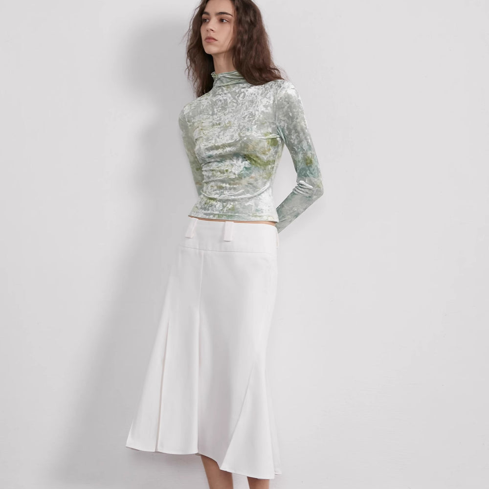 
                  
                    "Warm Sugar Latte" Smudge Print Velvet Long Sleeve Bottoming Shirt Women's Half Turtleneck T-shirt
                  
                