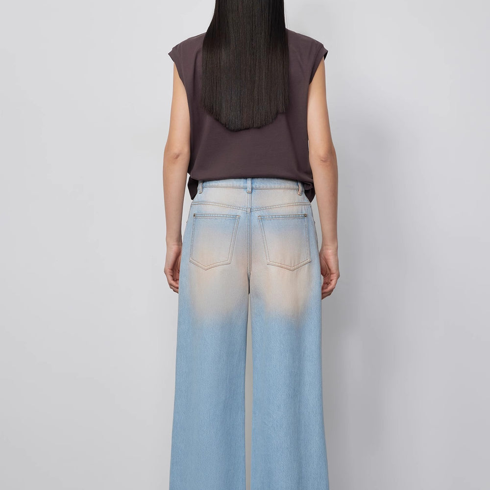 
                  
                    "Wantful Fantasy" Heavy Industry Washed Spray Colored Wide Leg Jeans Women's Low Waist Straight Leg Bootleg Pants
                  
                