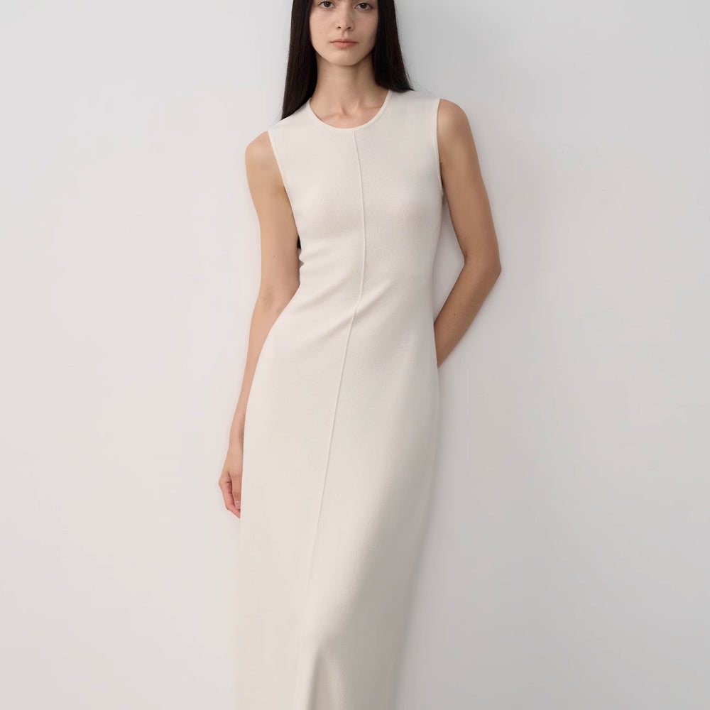 "Island Letters" Limited Edition Baslan Merino Wool Extra Long Sleeveless Lazy Knit Dress