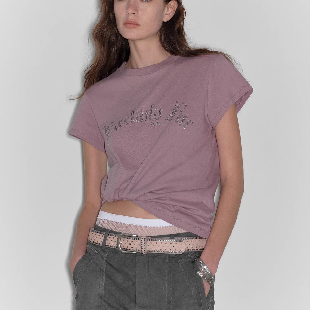 
                  
                    "May Time" luxury brand same version 3D long-staple cotton slightly waist rivet T-shirt
                  
                