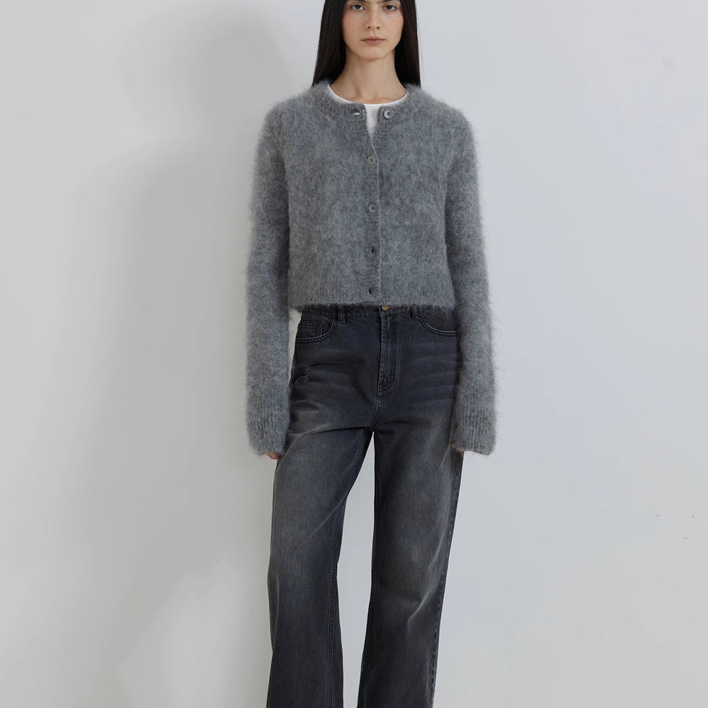 
                  
                    "Relaxation Notes" High-Proportion Mohair Knit Cardigan Women's Loose Short Round Neck Sweater Jacket
                  
                