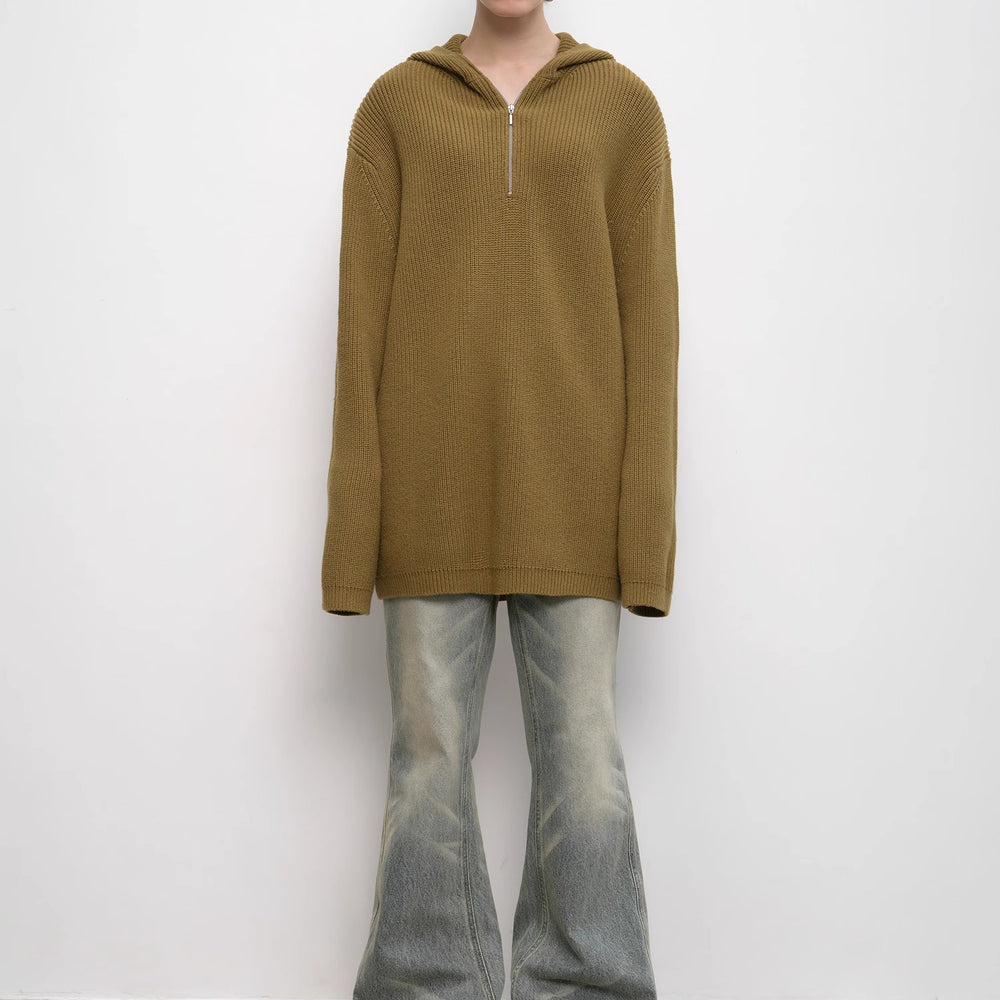 
                  
                    "Autumn Ticket" Simple and versatile Zhongding 30s wool blend hoodie zipper round neck sweater
                  
                