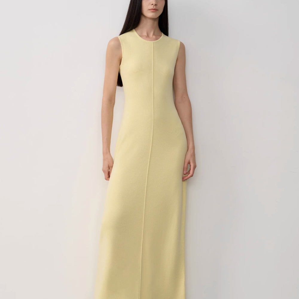 
                  
                    "Island Letters" Limited Edition Baslan Merino Wool Extra Long Sleeveless Lazy Knit Dress
                  
                
