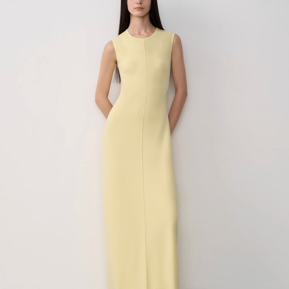 
                  
                    "Island Letters" Limited Edition Baslan Merino Wool Extra Long Sleeveless Lazy Knit Dress
                  
                