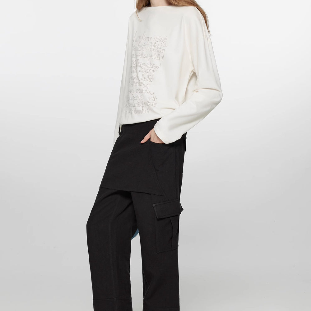 
                  
                    "Free to run away" miu style fake two-piece workwear micro-flared casual pants low-waist slim zipper trousers for women
                  
                