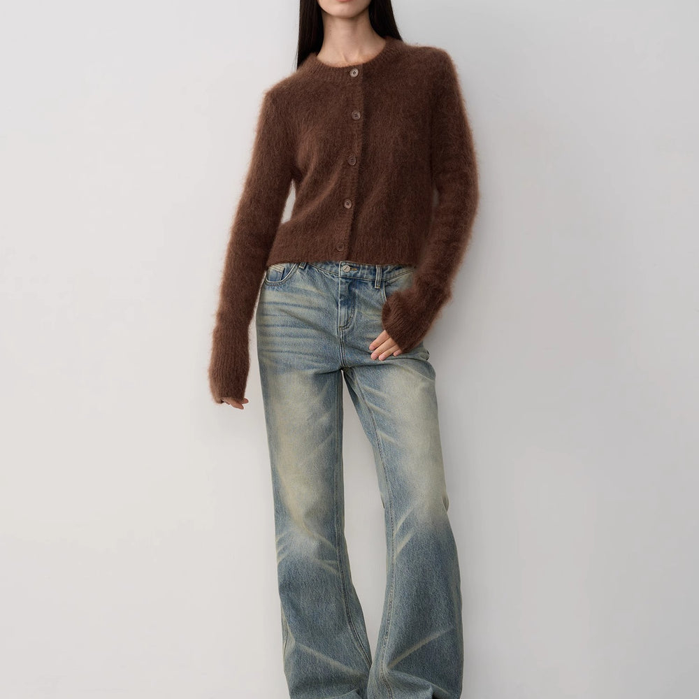 
                  
                    "Relaxation Notes" High-Proportion Mohair Knit Cardigan Women's Loose Short Round Neck Sweater Jacket
                  
                