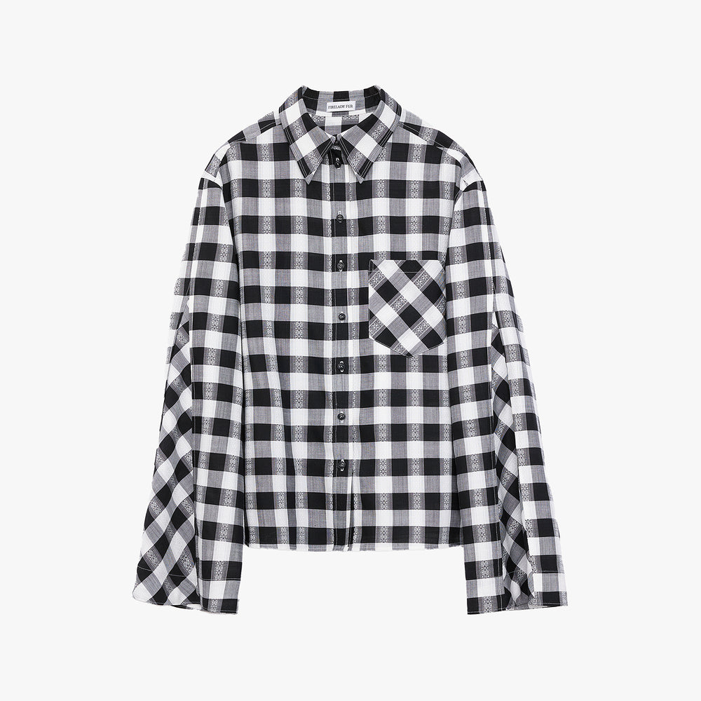 
                  
                    "Style Diary" Tencel acetate jacquard check dropped shoulder shirt
                  
                