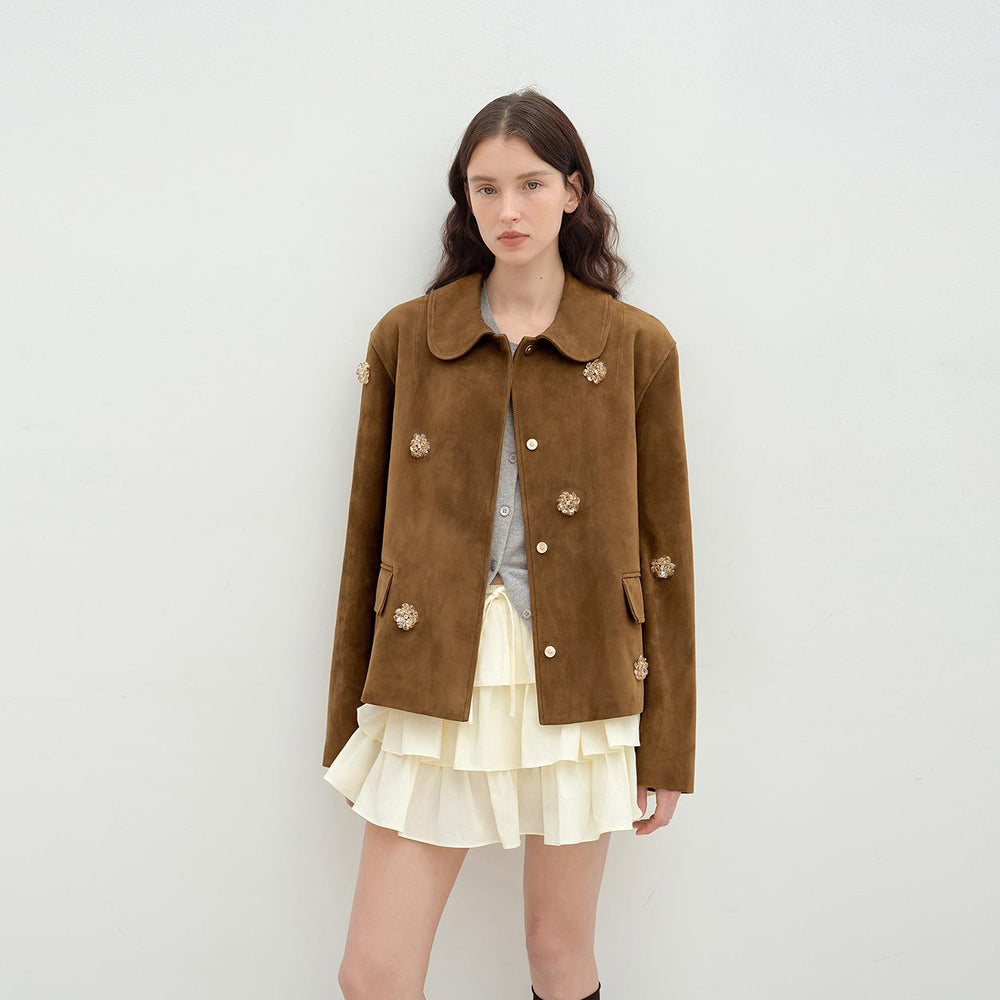 
                  
                    "Velour" high-grade beaded suede leather short leather jacket for women
                  
                