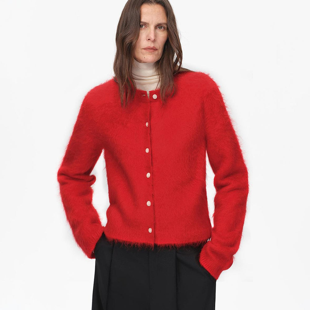 
                  
                    Albaca Alpaca Brushed Round Neck Straight Cardigan Women's Sweater
                  
                