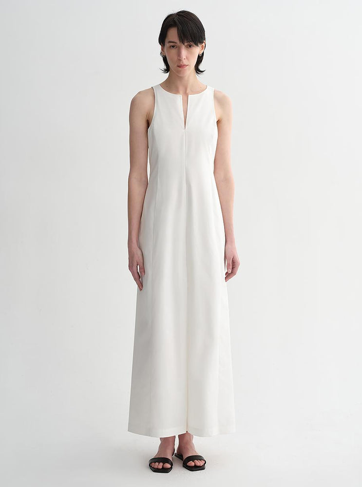 Micro-cocoon-shaped I-shaped pleated V-neck commuting slim-fitting split vest dress for women
