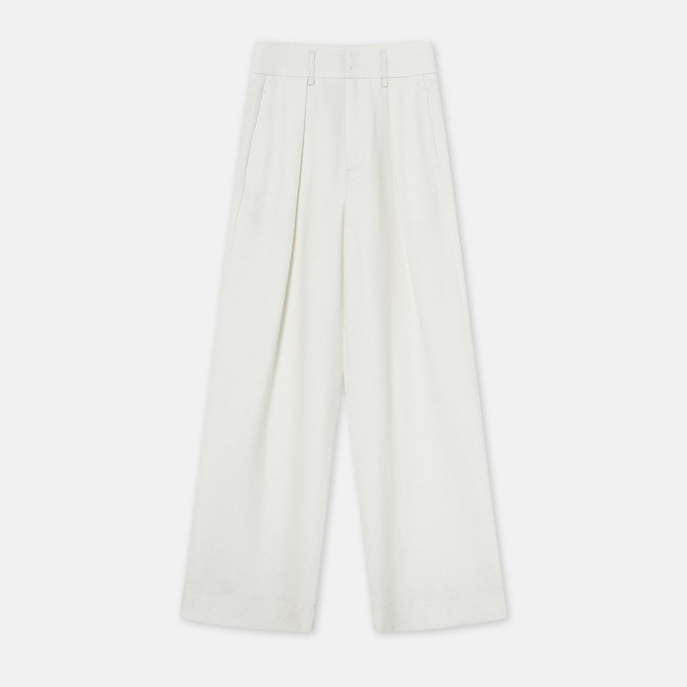 
                  
                    Women's white straight casual wide waist drape floor-length wide leg pants
                  
                