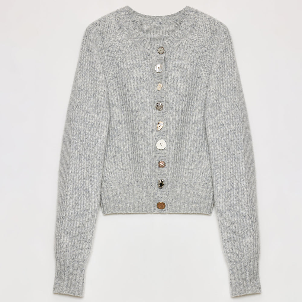 
                  
                    "Hokkaido Weaving Love" wool blend crew neck cardigan top
                  
                