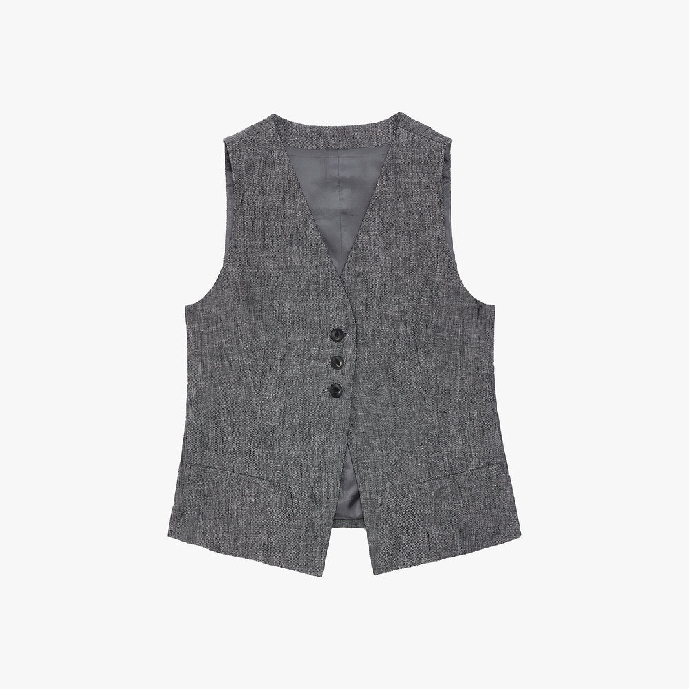 
                  
                    "Old Money Space" Linen draped vest and straight trousers suit
                  
                