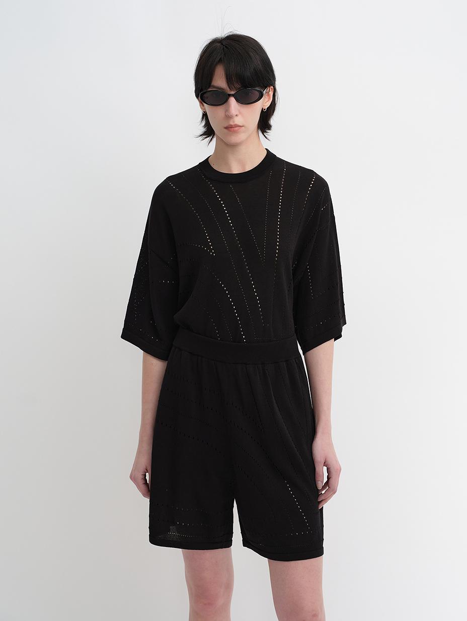 Customized Acetate Cotton Geometric Lines Knitted Suit