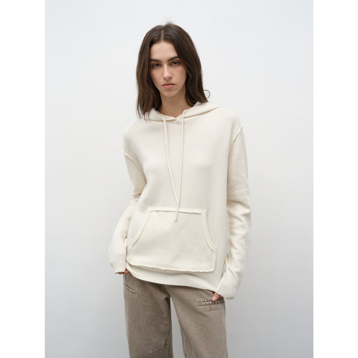 "Relaxed Encounter" Stylish Casual Sports Wool Knit Hoodie Straight Leg Leisure Pants Set
