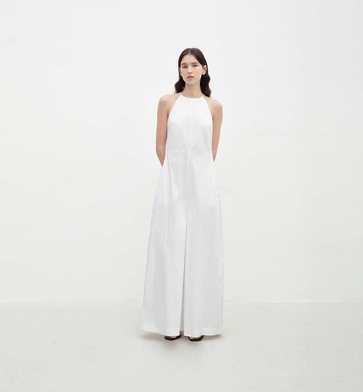"Piano Music" halterneck waist-cinching cocoon dress