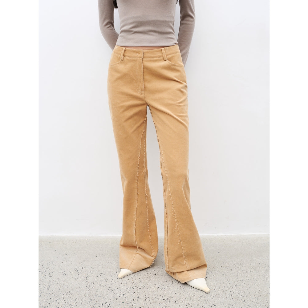 "Road to Extraordinary" Retro modern versatile slim corduroy flared trousers