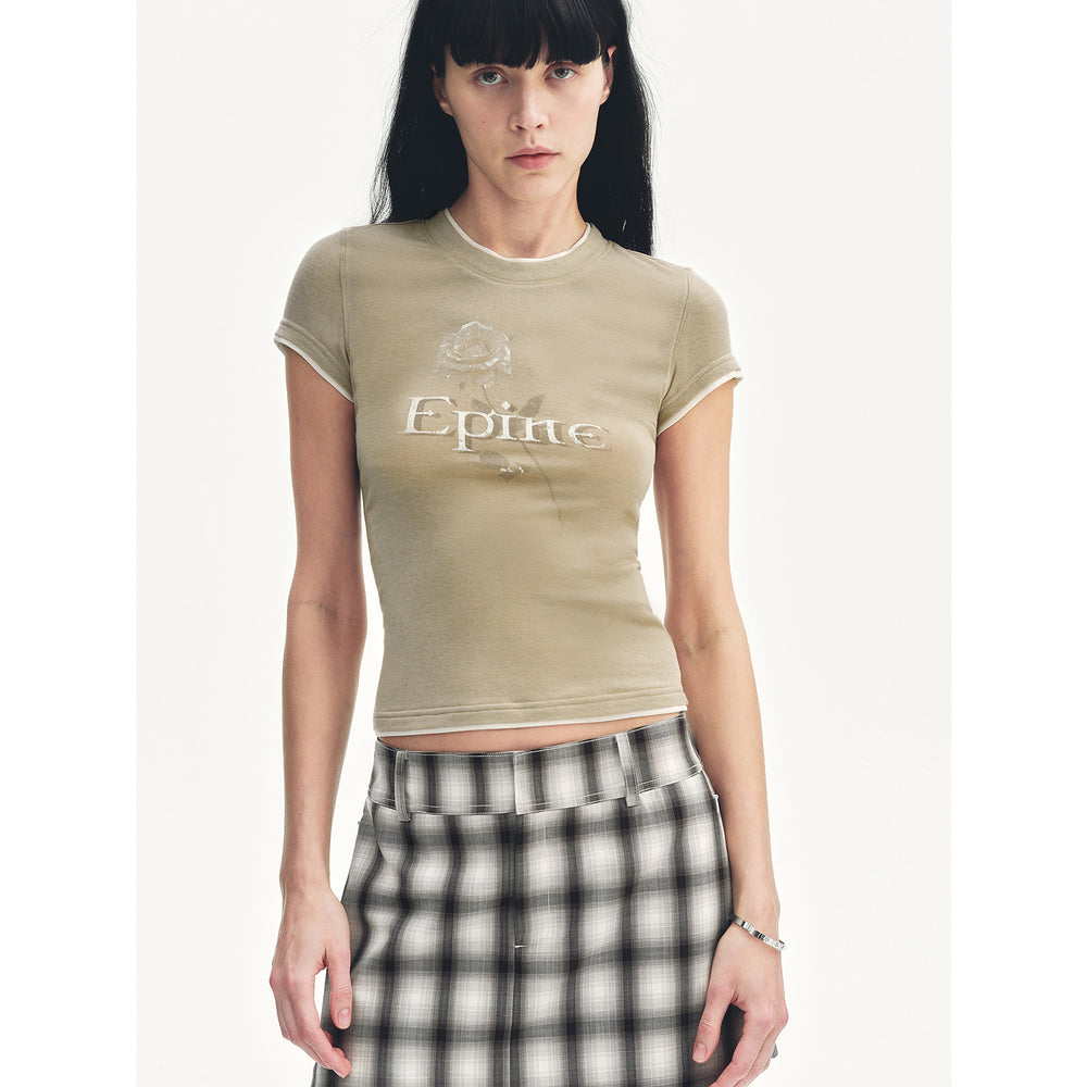 
                  
                    "Memory Navigation" Tencel acetate fake two-piece slim fit straight shoulder T-shirt
                  
                