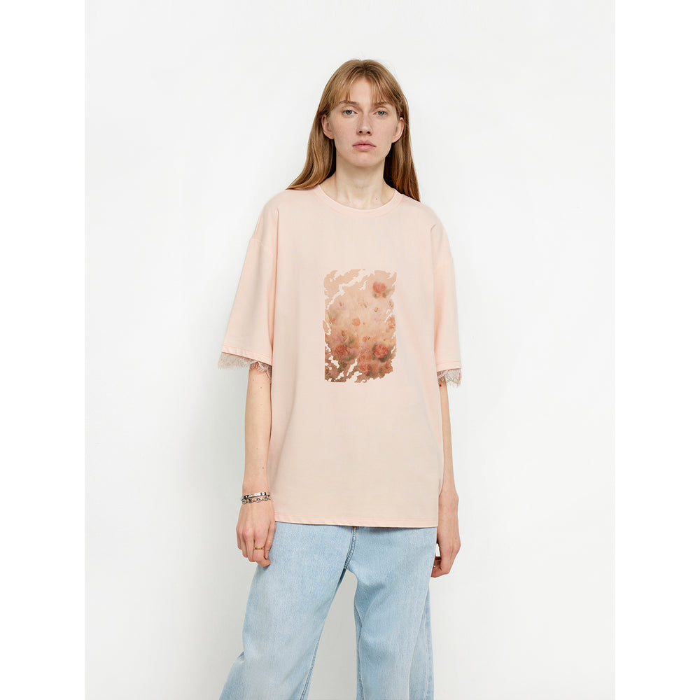 
                  
                    Printed Attitude Original Printed Cuffs Spliced Lace T-Shirt
                  
                