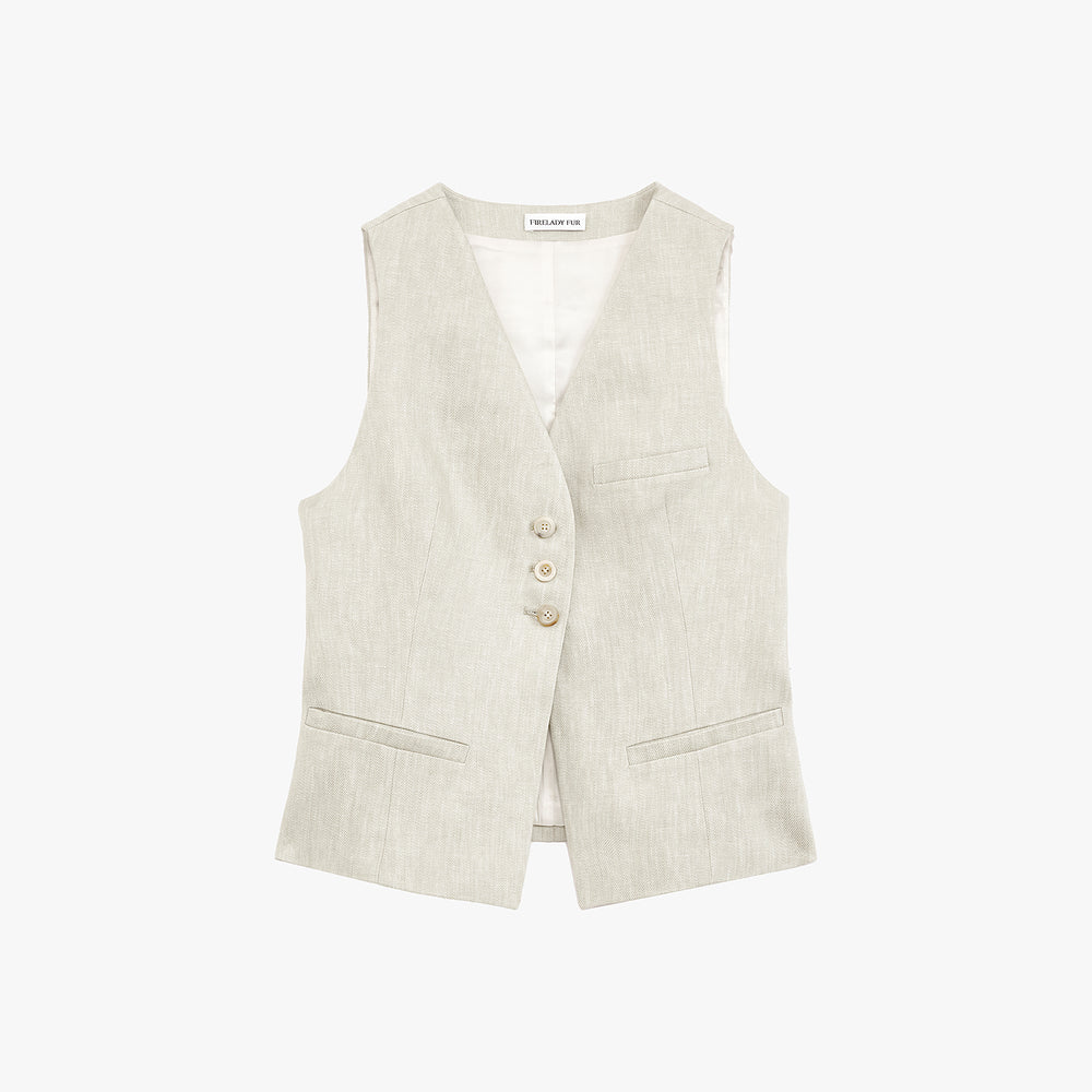 
                  
                    "Old Money Space" Linen draped vest and straight trousers suit
                  
                