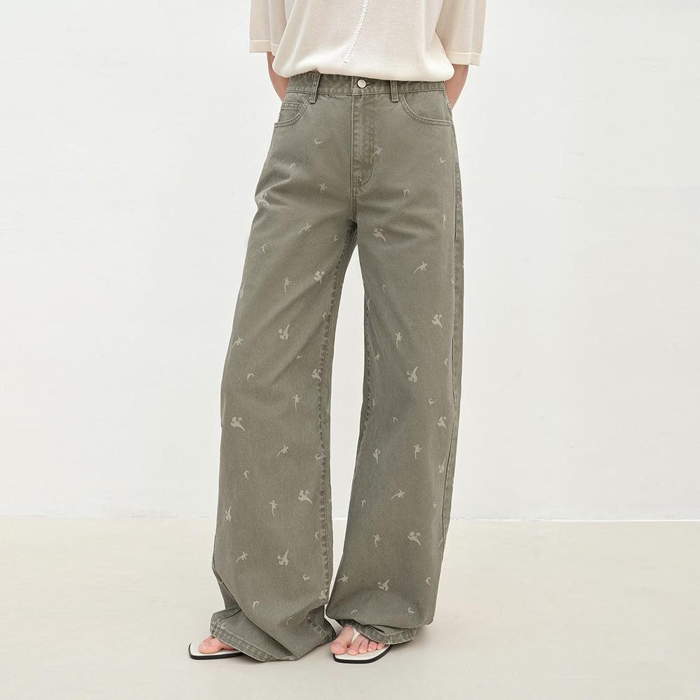 
                  
                    "Carol Pie" loose high-waisted wide-leg calla lily print jeans for women
                  
                
