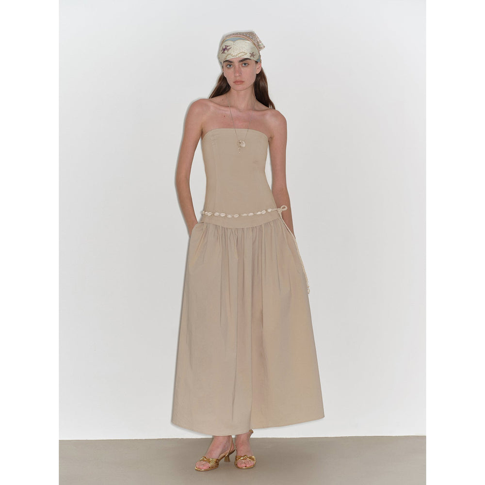 
                  
                    "Summer Formula" Retro and elegant bust-wrapped, long-waisted, slim-fitting, large A-hem mid-length dress
                  
                