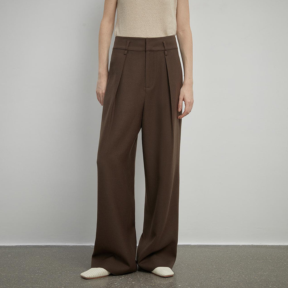 
                  
                    Women's white straight casual wide waist drape floor-length wide leg pants
                  
                