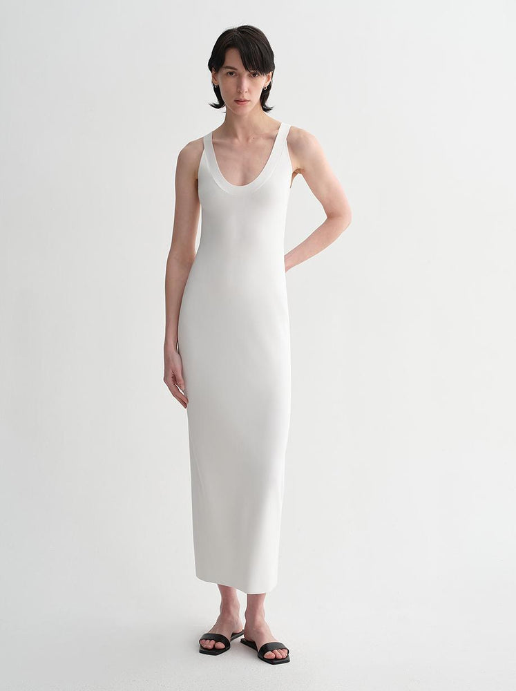 Silk blended/U-neck two-way wear smooth and silky skin-friendly elegant slim  tencel dress for women