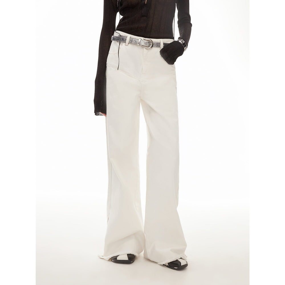 
                  
                    Vintage style curved split design enzyme wash process wide-leg micro-lapel mid-low waist denim pants
                  
                