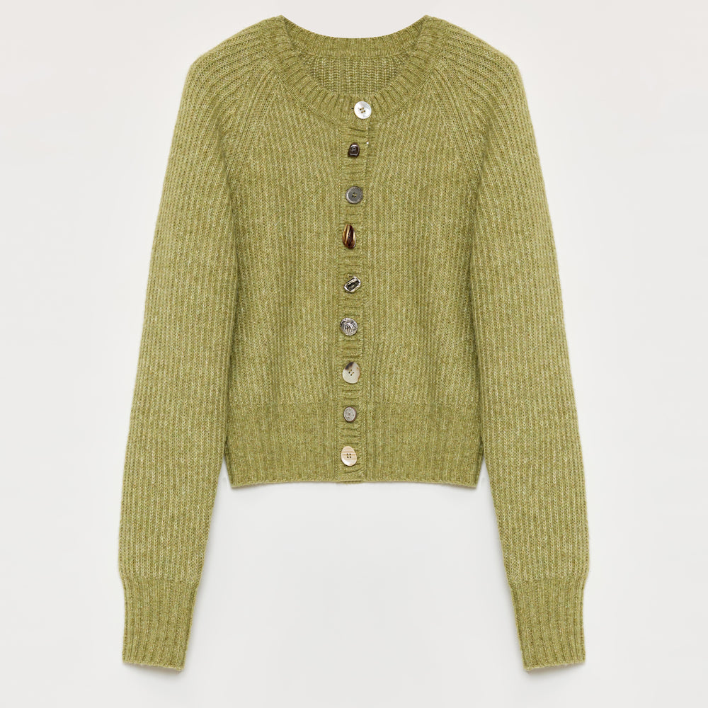 
                  
                    "Hokkaido Weaving Love" wool blend crew neck cardigan top
                  
                