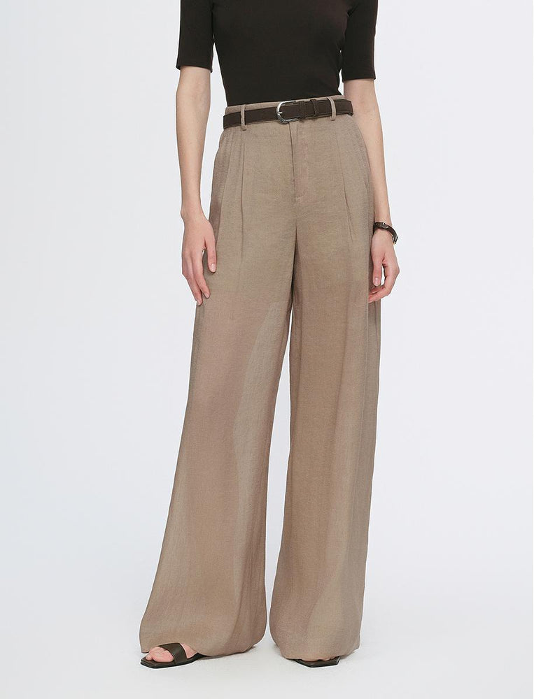 Breathable mulberry silk linen long-sleeved shirt and trousers set
