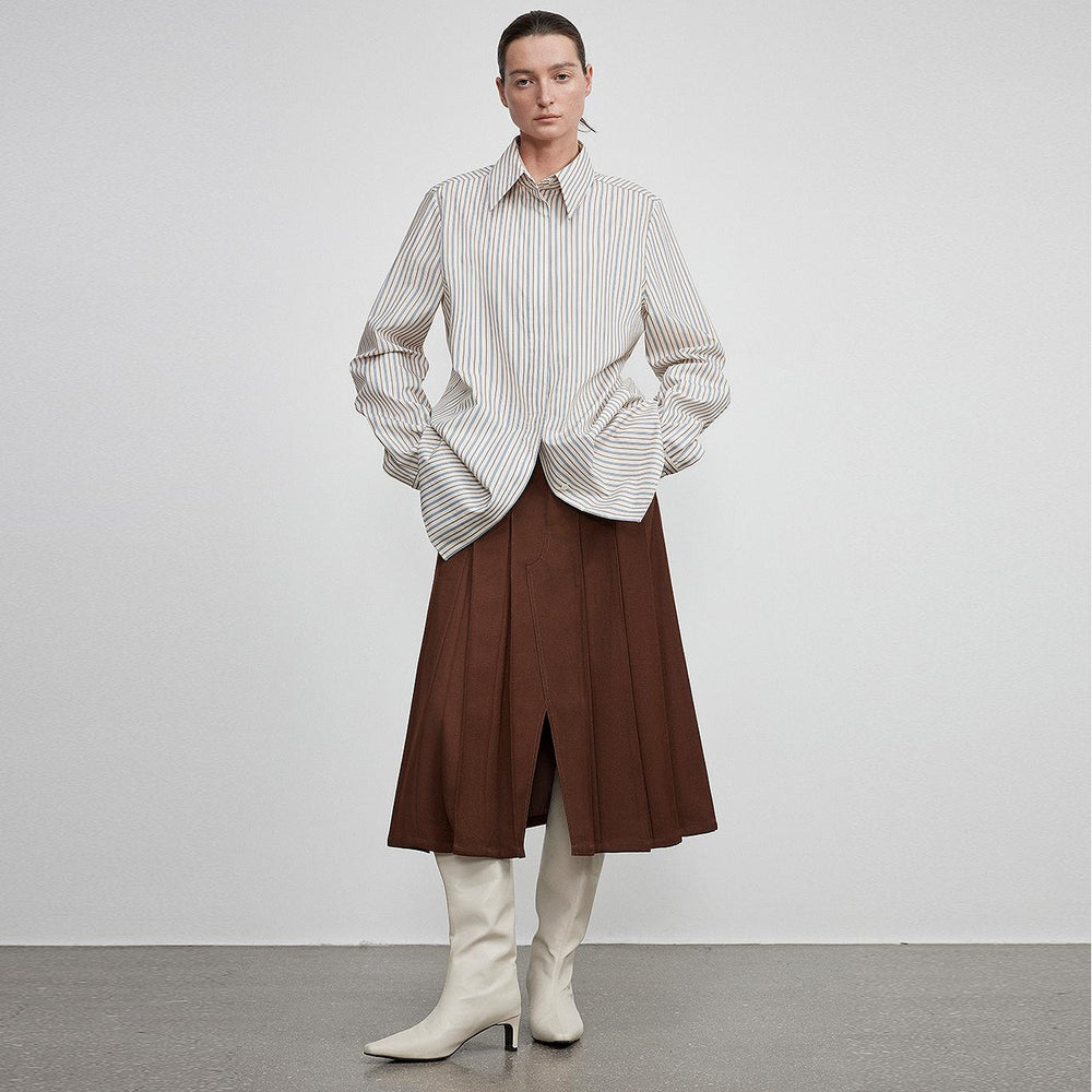 
                  
                    Long shirt with high-end drapey temperament top for women
                  
                