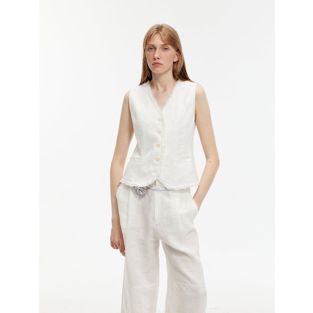 
                  
                    "Diary of an Old Friend" Customized Breathable Ramie Oversize Suit Vest Set
                  
                