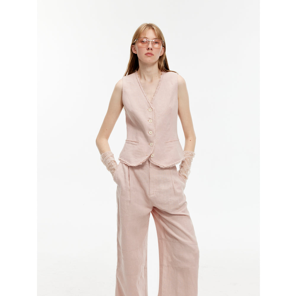 
                  
                    "Diary of an Old Friend" Customized Breathable Ramie Oversize Suit Vest Set
                  
                