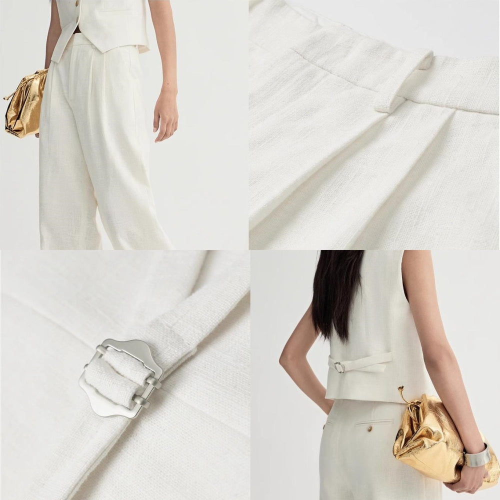 
                  
                    "Diary of an Old Friend" Customized Breathable Ramie Oversize Suit Vest Set
                  
                