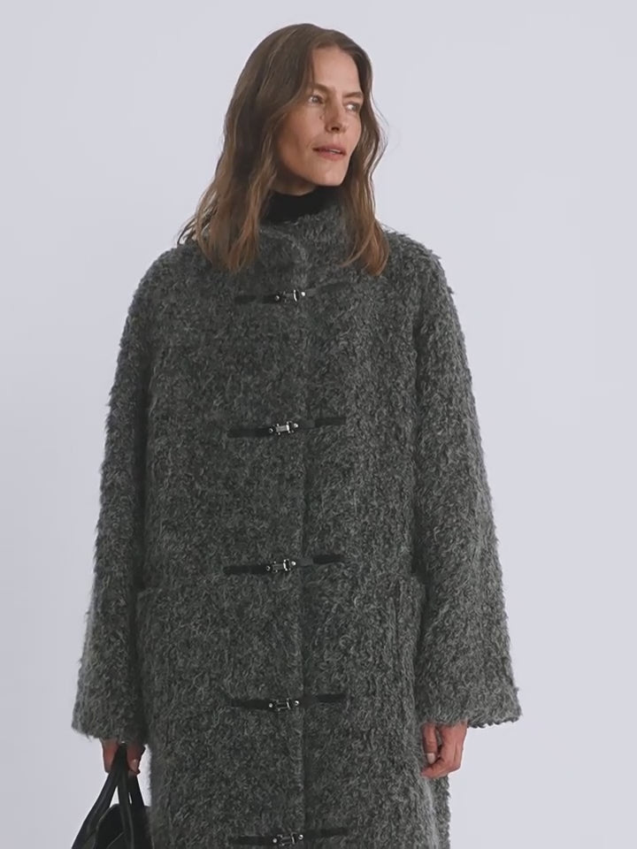 "Parisian Affair"Circle Long Fur Toggle Coat for Women