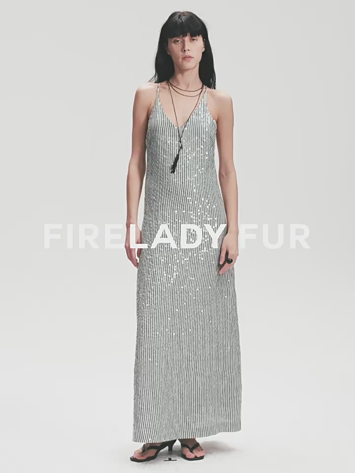 
                  
                    Load and play video in Gallery viewer, &amp;quot;Galaxy Trace&amp;quot; Linen Sequin Embroidery Dress Summer
                  
                