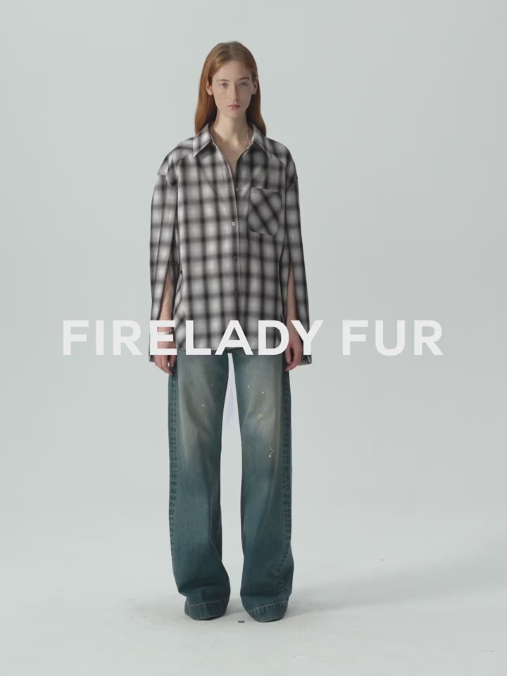 "Climber" leather-coated distressed straight low-rise cotton denim trousers for spring